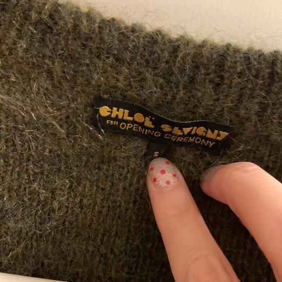 Rare CHLOE SEVIGNY for OPENING CEREMONY Green Mohair Cardigan - Picture 2 of 10